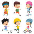 © yusufdemirci - Vector Illustration Of Kids Making Sport