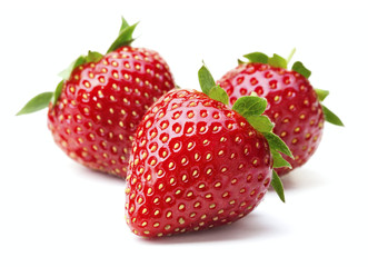 ripe red strawberry fruits isolated on white background
