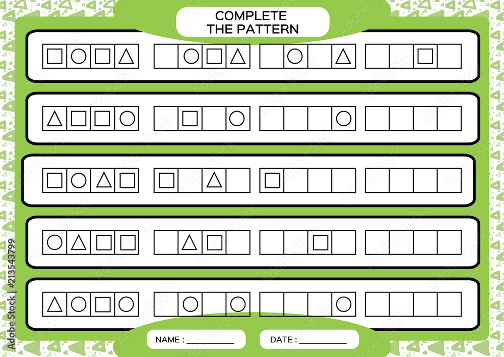 Complete simple repeating patterns. Worksheet for preschool kids ...