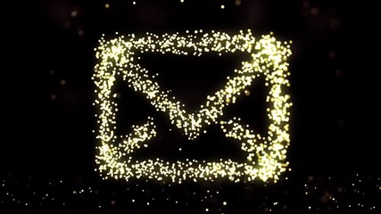 Poster - Sms sign made of blue particles on black background. Animation of message or sms