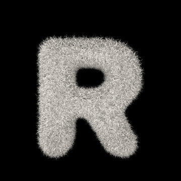 3D Rendering Creative Illustration White Furry Letter R