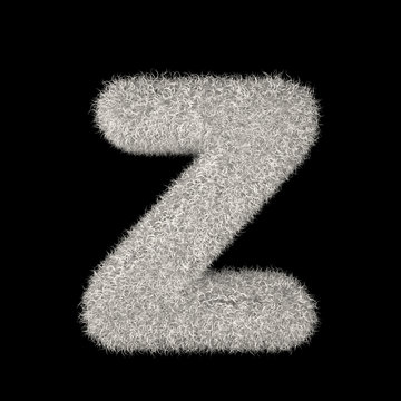 3D Rendering Creative Illustration White Furry Letter Z