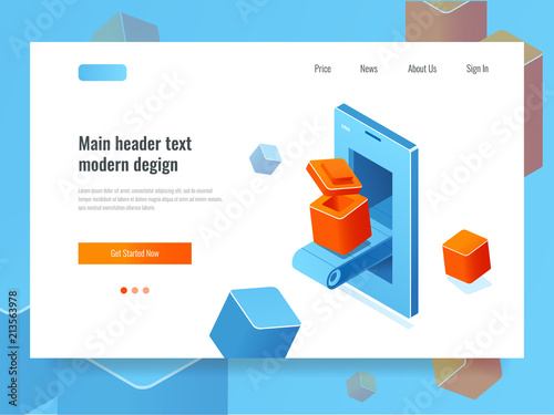 Application Development Banner With Mobile Phone And Conveyor
