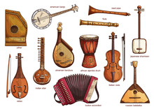 Retro Musical Instruments Set Realistic Design