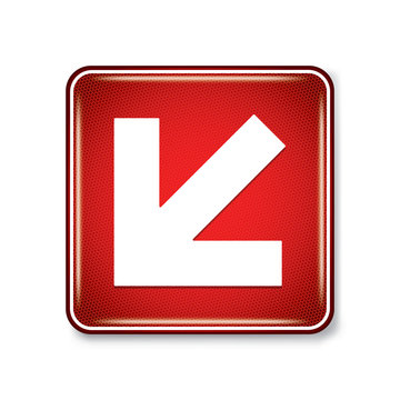 Vector and illustration graphic style,Diagonal Directional Left  Arrow Symbol,Warning icon on white background,Attracting attention Security First sign,Idea for presentation EPS10.