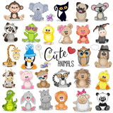Fototapeta Fototapety na ścianę do pokoju dziecięcego - Set of Cute Cartoon Animals