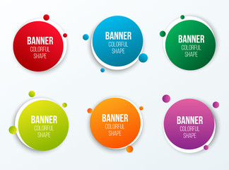 Creative vector illustration of colorful circle text boxes set isolated on background. Overlay colors shape round banners art design. Fun label form. Paper style spot. Abstract concept graphic