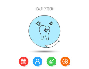 Wall Mural - Healthy tooth icon. Dental protection sign.