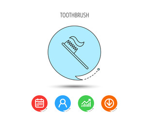 Wall Mural - Toothbrush icon. Toothpaste sign.