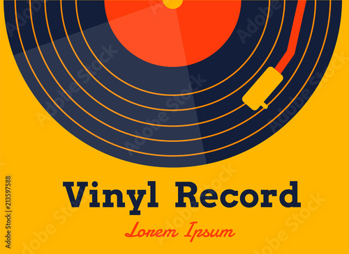 Fotografía vinyl record music vector with yellow background graphic
