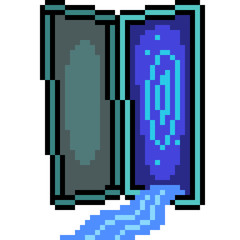 Poster - vector pixel art portal door