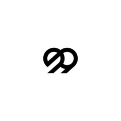 ninety nine number double line art outline monoline logo