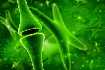 Wall Mural - synapse and neuron cells sending electrical chemical signals. 3d rendering