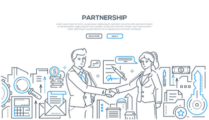 Wall Mural - Partnership - modern line design style illustration