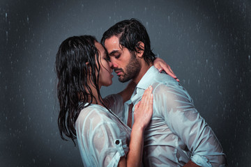 Couple under the rain