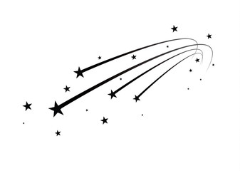 Wall Mural - abstract falling star vector - black shooting star with elegant star trail on white background - met