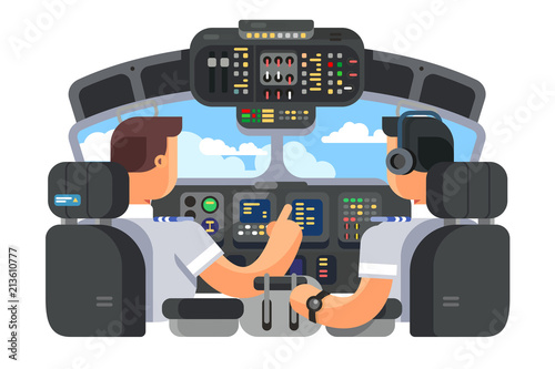 Fotografía Pilots in cockpit plane flat design