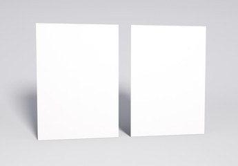 Poster - Blank 2 white Pages Mock up, 3d rendering. Soft shadow.