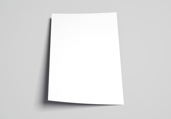 Poster - Bent white A4 sheet with soft shadow. 3d rendering.