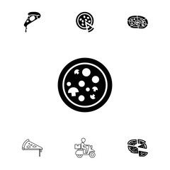 Poster - Collection of 7 pizza filled and outline icons