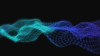 Poster - Abstract 3d technology futuristic geometrical and science neon background. Plexus digital wallpaper. Business concept. Medical structure and artificial intelligence. Rendering computer virtual reality