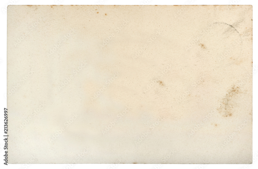 Used paper sheet edges Old cardboard stains white background - obrazy, fototapety, plakaty 