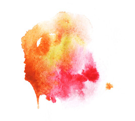 Wall Mural - A bright orange formless watercolor blot silhouette 