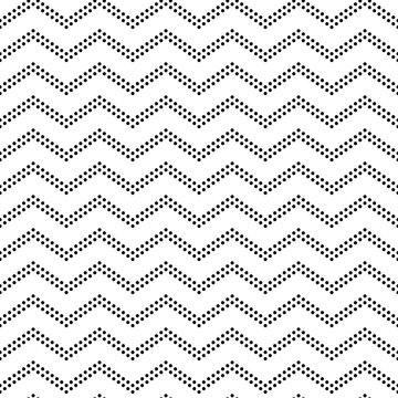 Black and white doted chevron ornament geometric abstract seamless pattern, vector