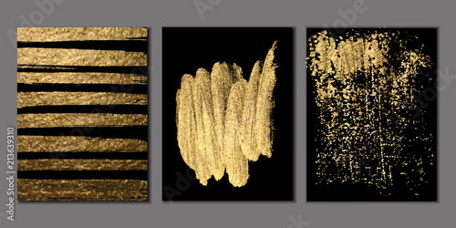 Fotomural Set of Black and Gold Design Templates for Brochures, Flyers, Logo, Banners