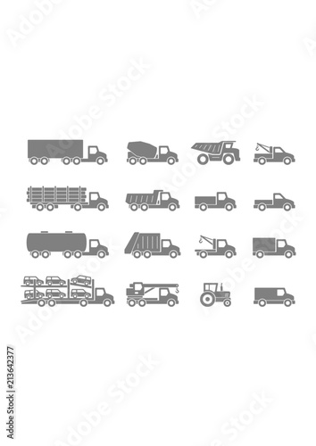 Cuadros en Lienzo Trucks in Gray. isolated on white background