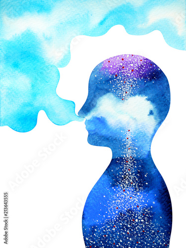 Cuadros en Lienzo human head, chakra power, inspiration abstract thinking, world, universe inside