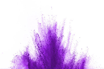 abstract violet powder explosion on white background. abstract colored powder splatted on white back