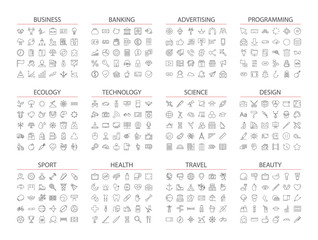 big line icon set