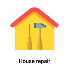 Poster - house repair icon vector sign and symbol isolated on white background, house repair logo concept