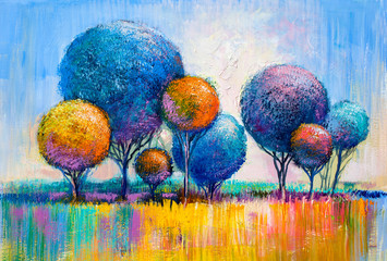 Trees, oil painting, artistic background