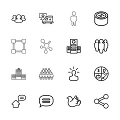 Poster - Collection of 16 social outline icons