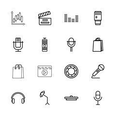 Poster - Collection of 16 studio outline icons