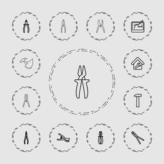 Wall Mural - Collection of 13 tools outline icons