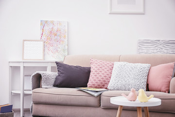 Sticker - Modern living room interior with cozy sofa