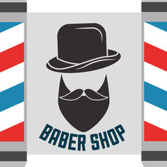 Wall Mural - baber shop colors pole beard man moustache using hat vector illustration