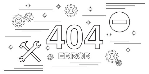 404 error page thin line art style vector concept illustration