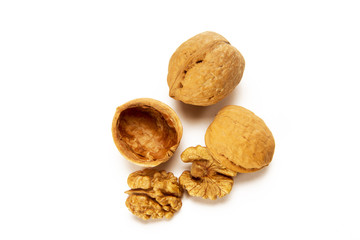 Wall Mural - Walnuts isolated on white background