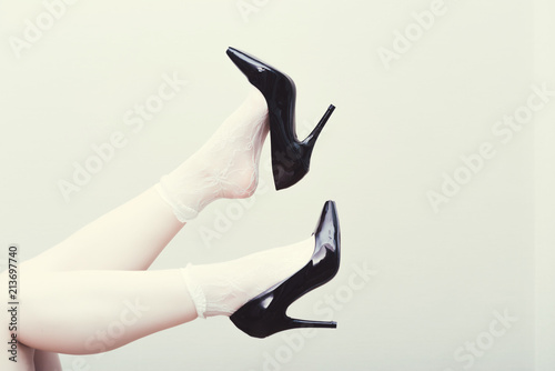white socks heels