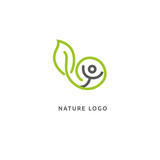 Fototapeta Dinusie - Abstract green leaf logo icon vector design. Landscape design, garden, Plant, nature and ecology vector logo