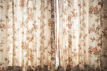 Wall Mural - window curtain with pattern decoration interior - vintage light filter design