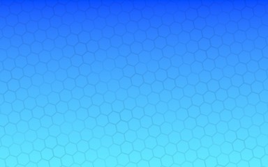 Translucent honeycomb on a gradient blue sky background. Perspective view on polygon look like honeycomb. Isometric geometry. 3D illustration