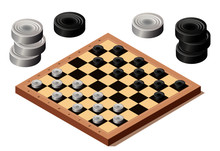 Isometric Checkers On A Isometric Chessboard.