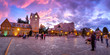 Civic Center (Centro Civico) and main square in downtown Bariloche at sunset - Bariloche, Patagonia, Argentina