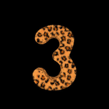 3D Rendering Creative Illustration Leopard Print Furry Number 3