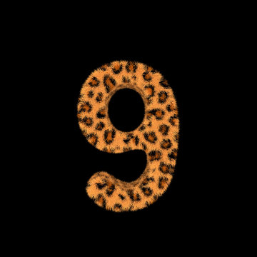 3D Rendering Creative Illustration Leopard Print Furry Number 9